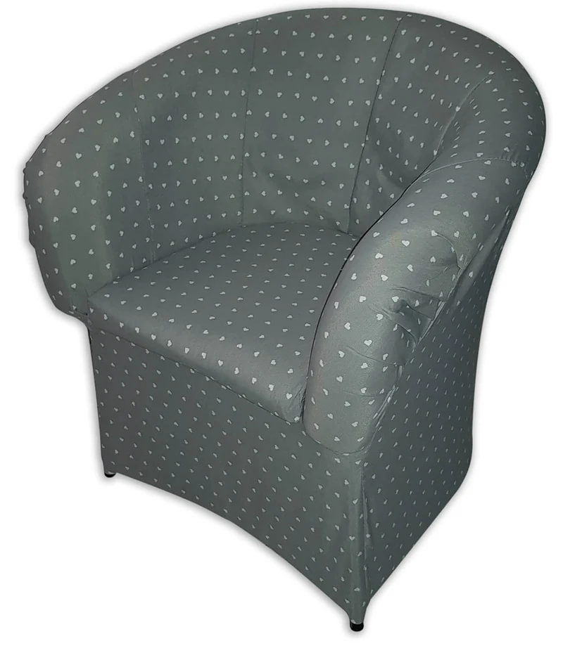 Poltrona Imbottita 65x65x75 cm in Tessuto Renier Shabby con Cuori