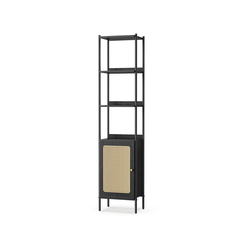 Libreria Scaffale a 6 Ripiani Anta Simil Rattan Boh
