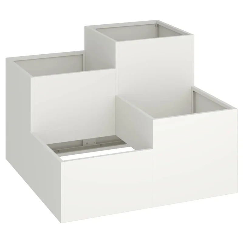 Fioriera rettangolare moderna per giardino 100 x 100 x 60 cm stile chic acciaio bianco 02_0052075