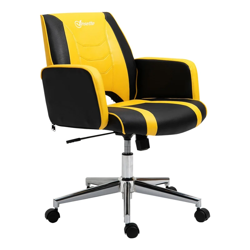 Easycomfort Sedia da Ufficio Racing Ergonomica Altezza Regolabile, Sedia da Scrivania Girevole con Funzione Dondolo, Nero e Giallo