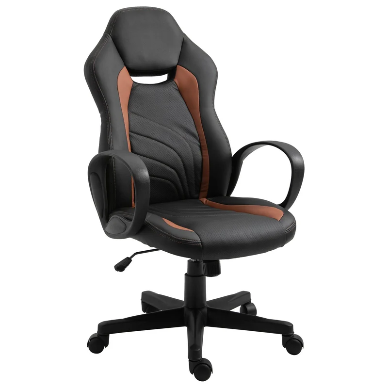 EASYCOMFORT Poltrona da gaming e ufficio Regolabile in Ecopelle Marrone e Nera