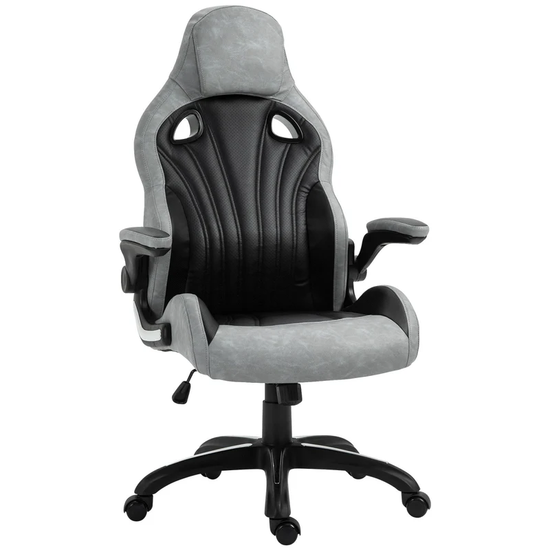 EASYCOMFORT Sedia da Ufficio Poltrona Gaming, Ergonomica con Schienale Alto, Girevole e Altezza Regolabile, Nero e Grigio