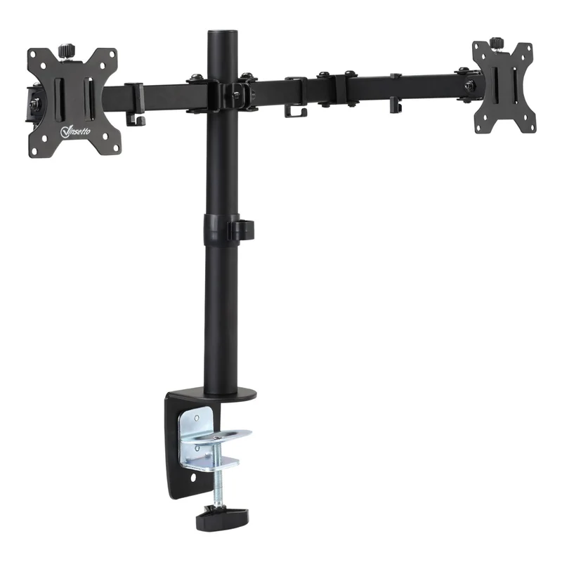 EASYCOMFORT Doppio Supporto Monitor per Scrivania, Altezza, Inclinazione e Orientamento Regolabili, Monitor 13-32'' - Nero