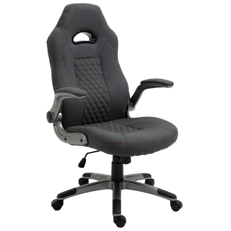 EasyComfort Sedia da Ufficio con Funzione Dondolio Ergonomica e Girevole, Sedia da Scrivania in Tessuto Grigio 70.5x70x113-121cm