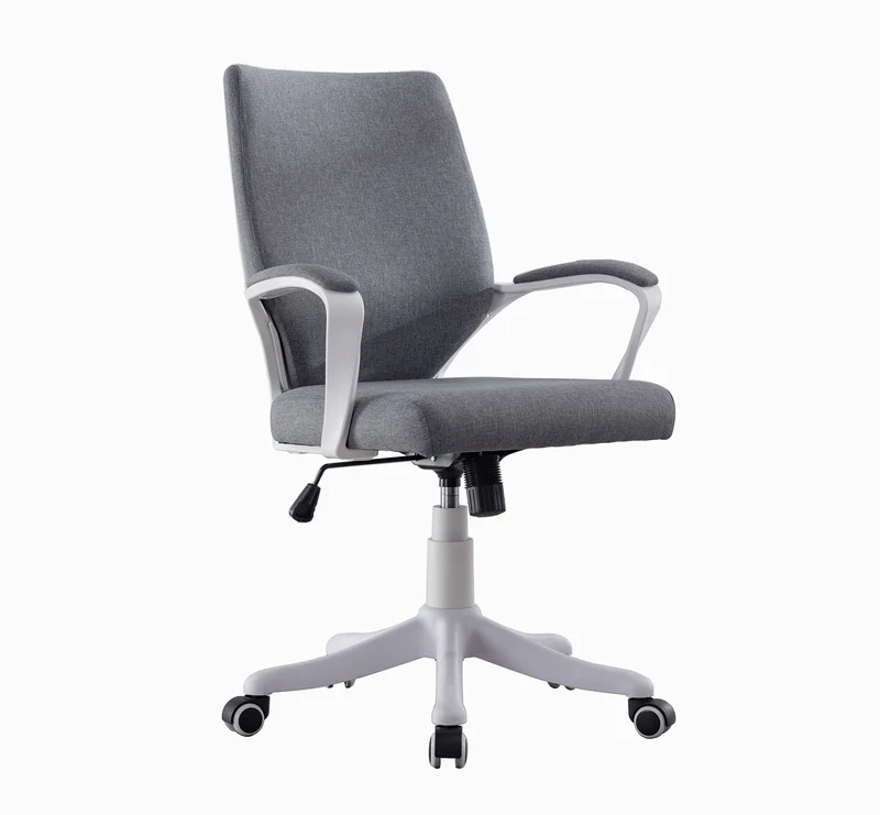 Sedia Operativa da Ufficio 63x69x90-100 cm Vallejo Schienale e Seduta Imbottiti Razze in Nylon Bianco e Grigio
