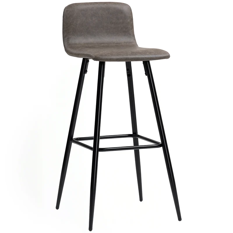 Set 2 Sgabelli da Bar con Schienale Basso e Poggiapiedi 44x44x95 cm in PU Marrone Scuro