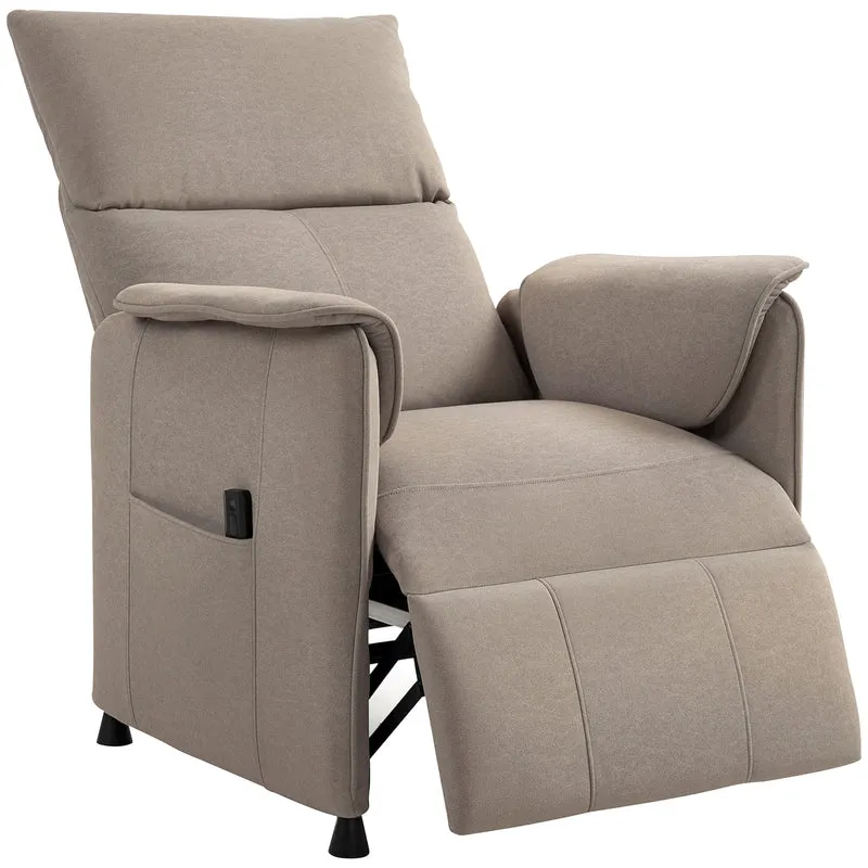 Poltrona Reclinabile Elettrica con Telecomando 80x83x104 cm in Tessuto Effetto Velluto Marrone