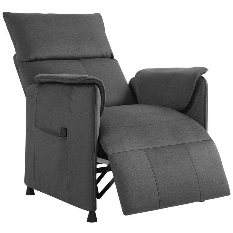 Poltrona Reclinabile Elettrica con Telecomando 80x83x104 cm in Tessuto Effetto Velluto Nero