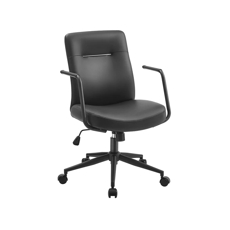 Sedia da Ufficio Girevole Superficie di PU Portante 150 kg Nero Inchiostro