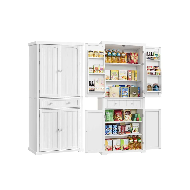 Armadio da Cucina Alto con Ripiano Regaolabile Bianco