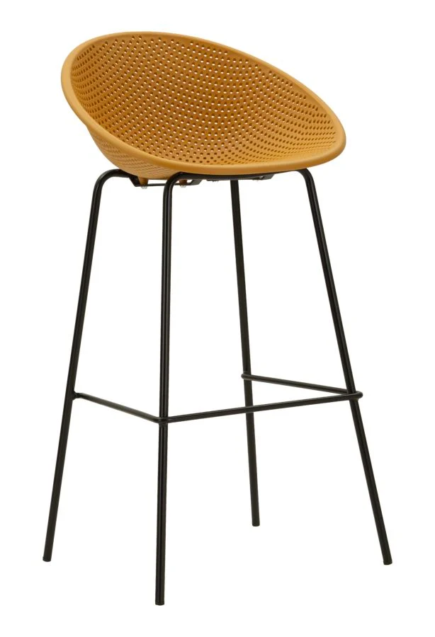 Sgabello Bar Ibiza Senape Set 2 Pz 50x50x98 cm in Polipropilene e Metallo Senape e Nero