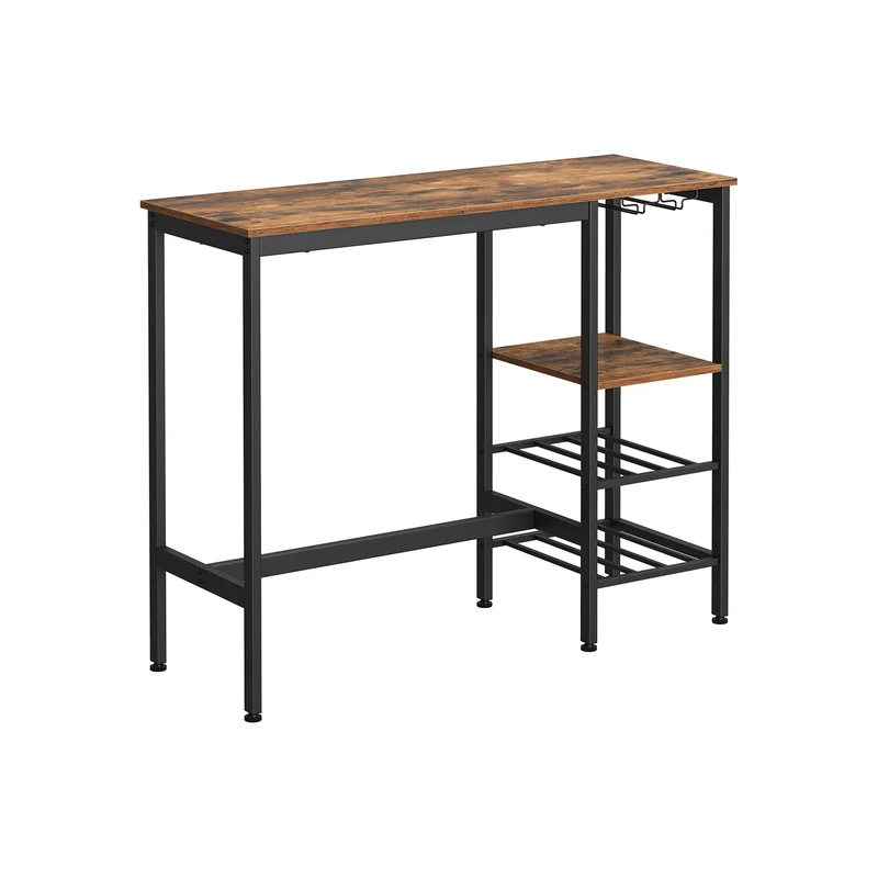 Tavolo Alto Marrone Vintage e Nero