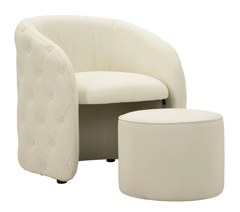 Poltrona con Puff Zagabria 75x76x80 cm in Pino e MDF e Spugna e PU