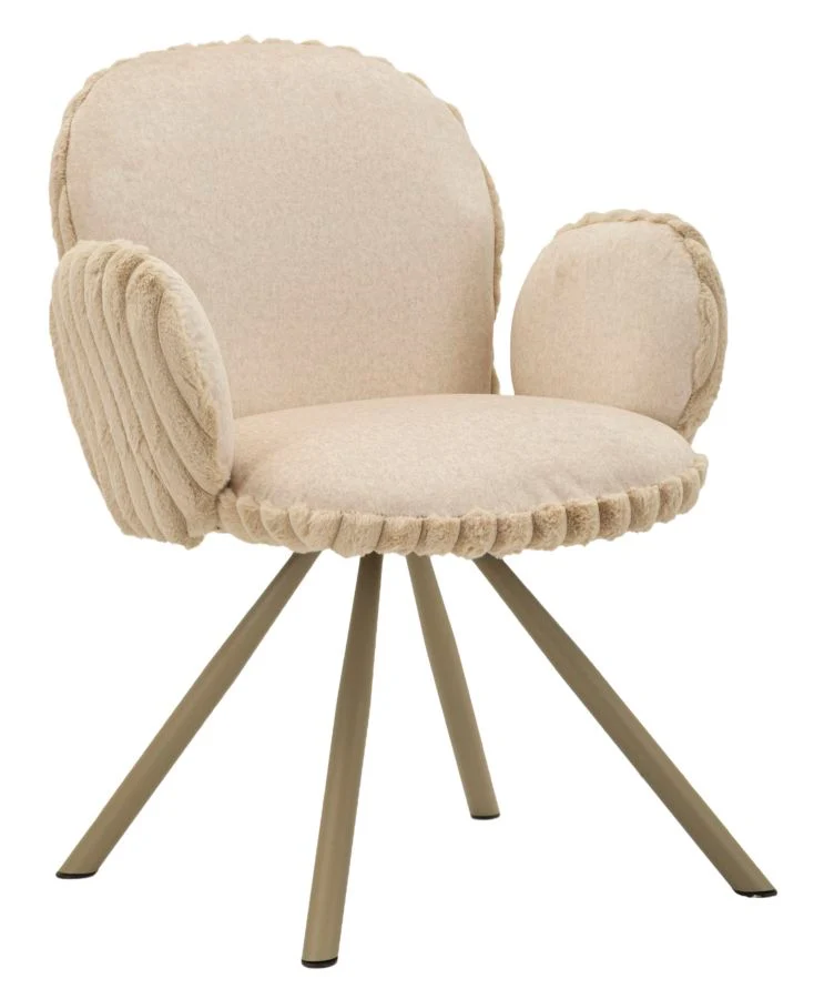 Sedia Stoccolma B crema Set 2 Pz 64x68x83 cm in Compensato e Spugna e Ferro e Poliestere Crema