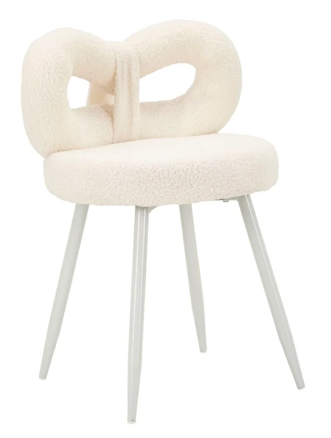 Sedia Mini Ilary Bianca Ø40x67 cm in MDF e Spugna e Ferro e Poliestere Bianco