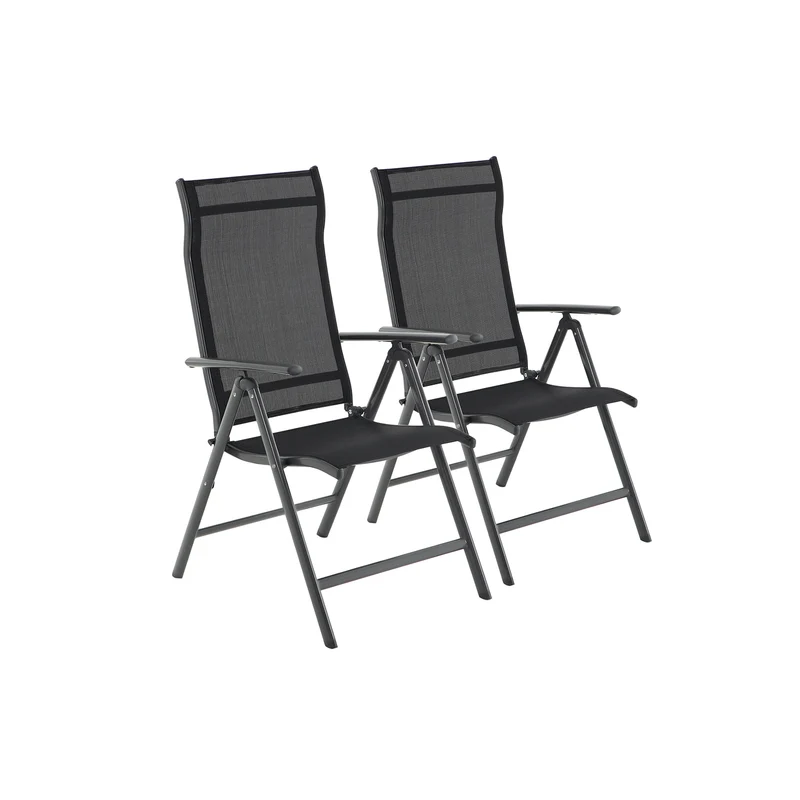 Set di 2 Sedie da Giardino Pieghevoli con Struttura in Alluminio