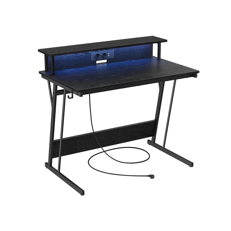 Scrivania da Gaming con Luci LED Nero