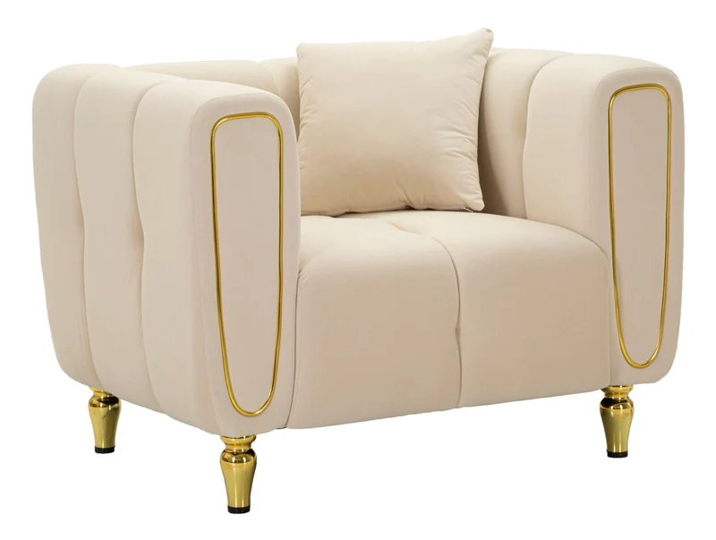 Poltrona Alma Crema con Cuscino 81x97x71 cm in Legno e Poliestere