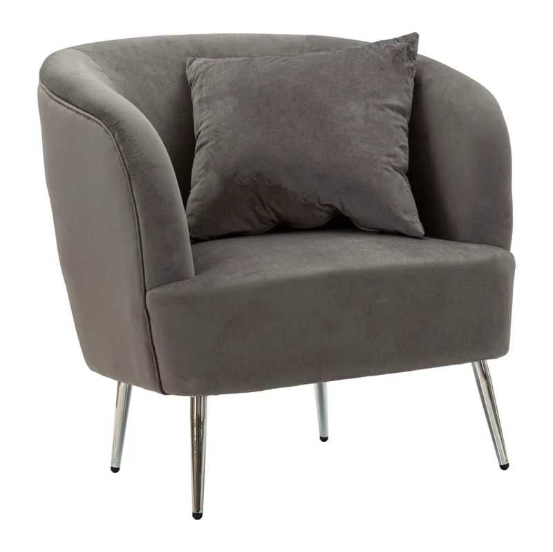 Poltrona Silvery con Cuscino 73x66x78 cm in Legno MDF e Poliestere