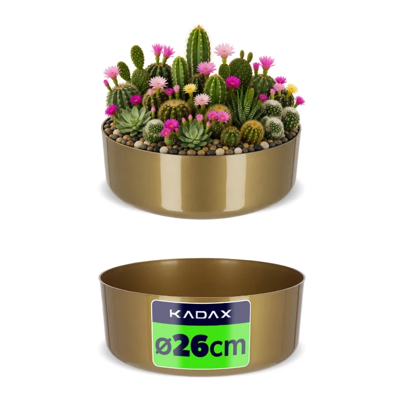 Vaso da fiori KADAX, coprivaso, ciotola dorata per composizioni floreali, rotondo, 26 cm