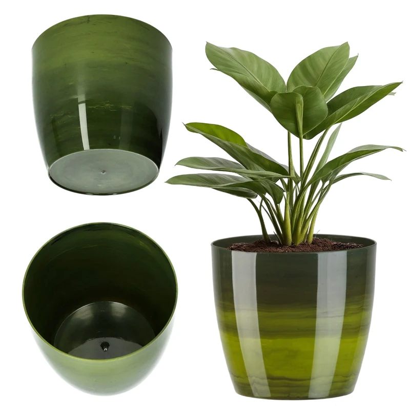 KADAX Vaso da fiori in plastica, coperchio per vaso da fiori da 18 cm, supporto per fiori in marmo verde