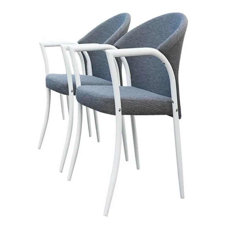 Set 2 Sedie Imbottite con Braccioli 53x58x87 cm in Alluminio e Tessuto Grigio