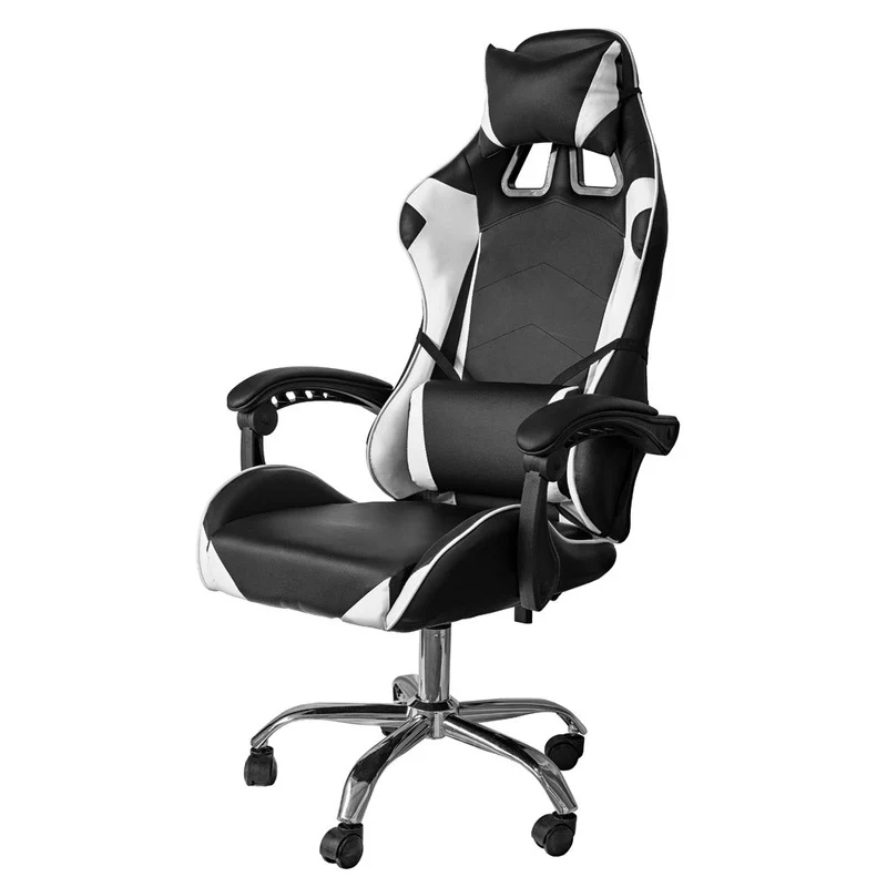 Sedia da Gaming Ergonomica 64x53x122-133 cm con Supporto Lombare e Poggiatesta in Similpelle Bianco