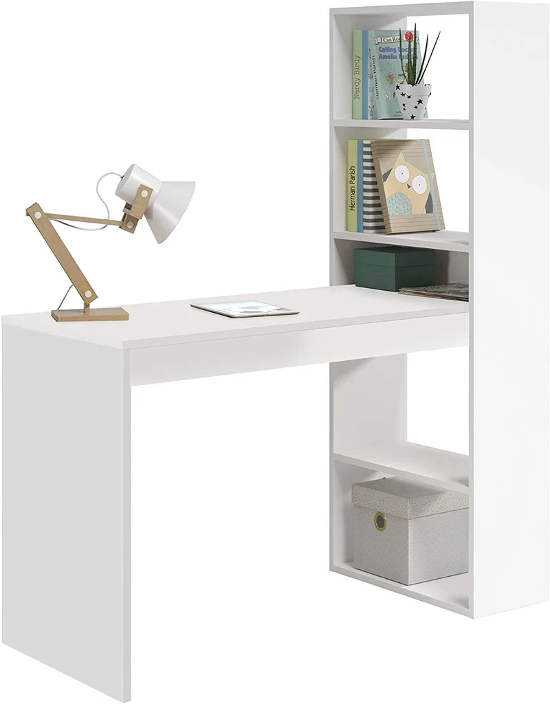 Scrivania Porta Pc 120x53x144 cm con Libreria Bianca