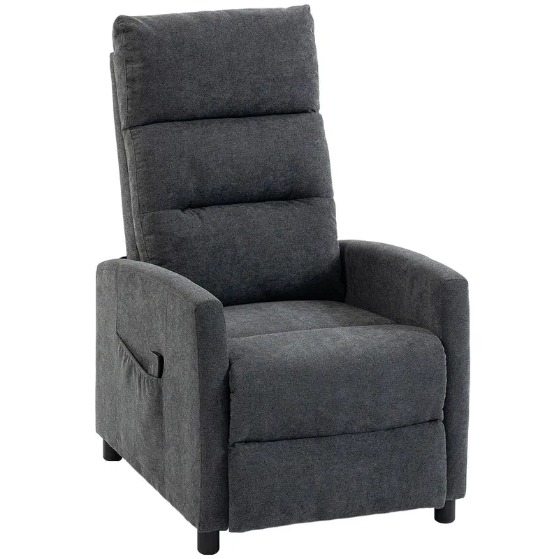 Poltrona Massaggiante 66x91x108 cm Reclinabile a 160° con Poggiapiedi e Telecomando in Ciniglia Grigio Scuro