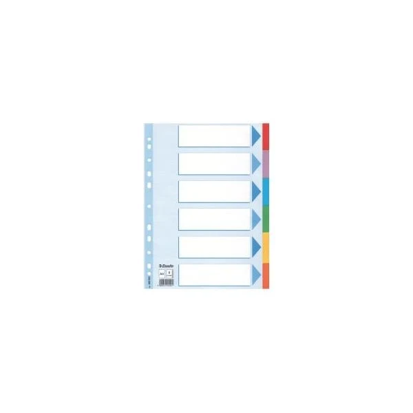 Esselte intercalare cartoncino 6 tasti colorati - f.to a4 - 100192