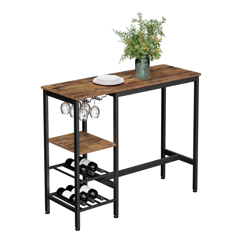 Tavolo Alto Marrone Vintage e Nero