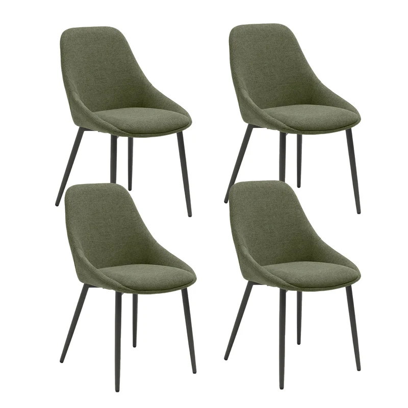 Set 4 Sedie Kira 51x59x85 cm in Tessuto Easy-Clean Verde