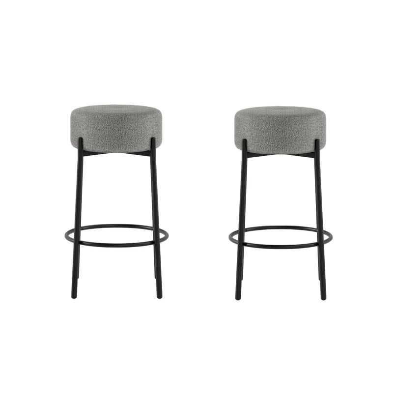 Set 2 Sgabelli Syd 41x41x67 cm in Tessuto Grigio Scuro