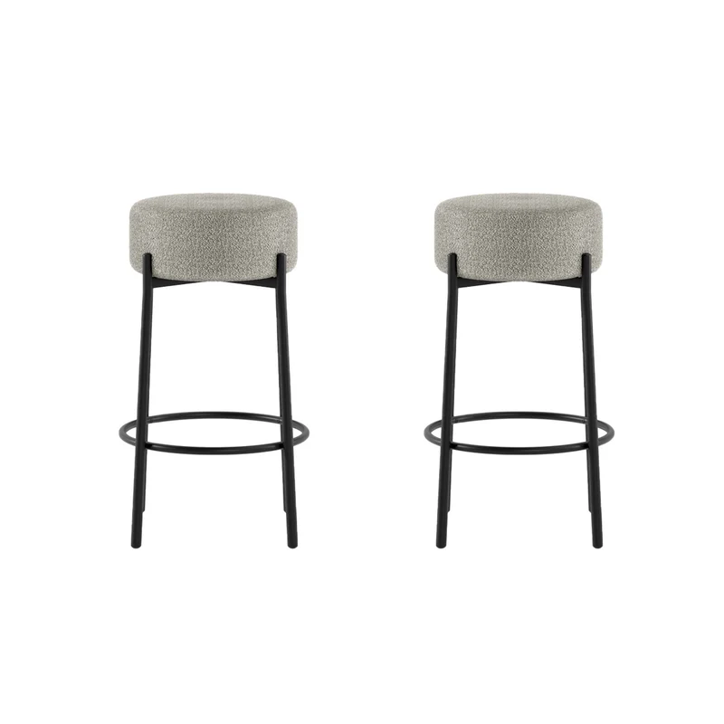 Set 2 Sgabelli Syd 41x41x67 cm in Tessuto Grigio Chiaro