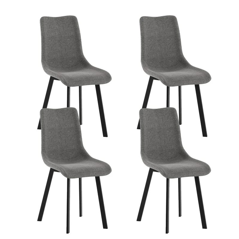 Set 4 Sedie Iris 45x56x86 cm in Tessuto Easy-Clean Grigio Scuro
