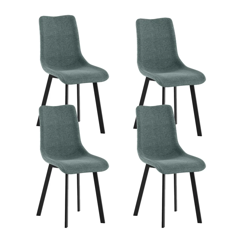 Set 4 Sedie Iris 45x56x86 cm in Tessuto Easy-Clean Acquamarina