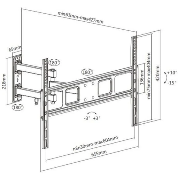 Equip supporto a parete per tv articolato da 37” a 70” - 650342