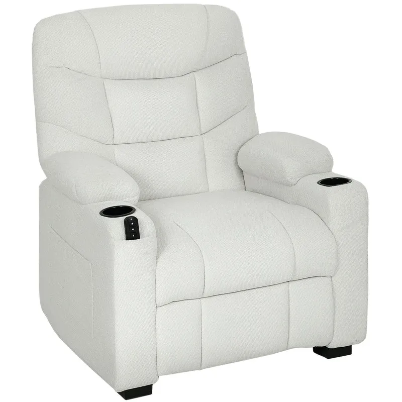 Poltrona Relax Elettrica 94x90x105 cm Reclinabile 150° con Poggiapiedi Funzione Memory Telecomando in Velluto Crema
