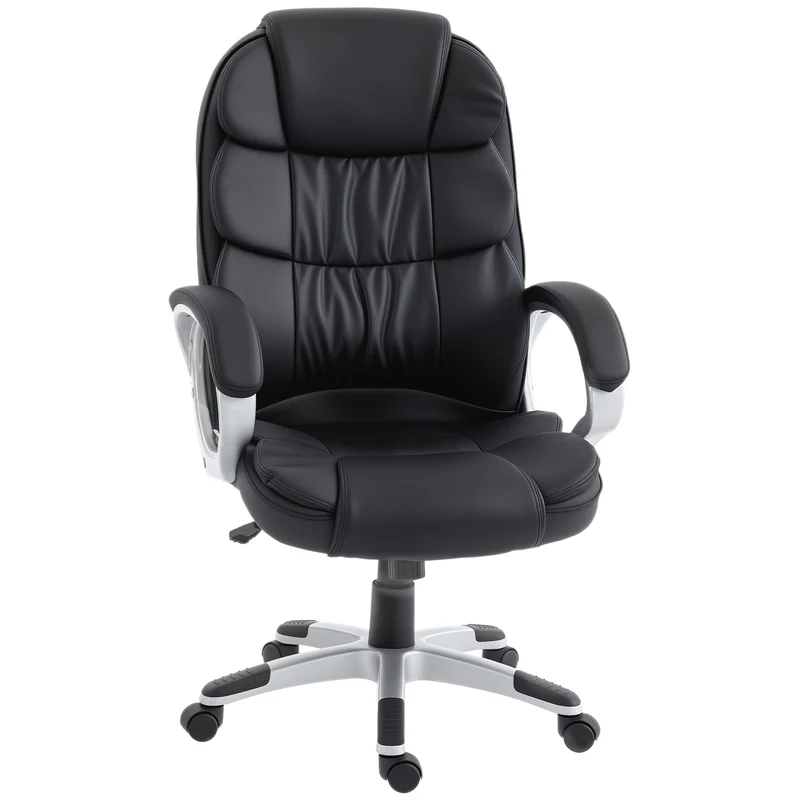 Sedia da Ufficio Ergonomica Girevole 66x72x112-122 cm con Dondolo in Pelle PU Nero
