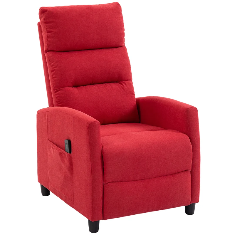 Poltrona Massaggiante 66x91x108 cm Reclinabile a 160° con Poggiapiedi e Telecomando in Ciniglia Rosso Vino