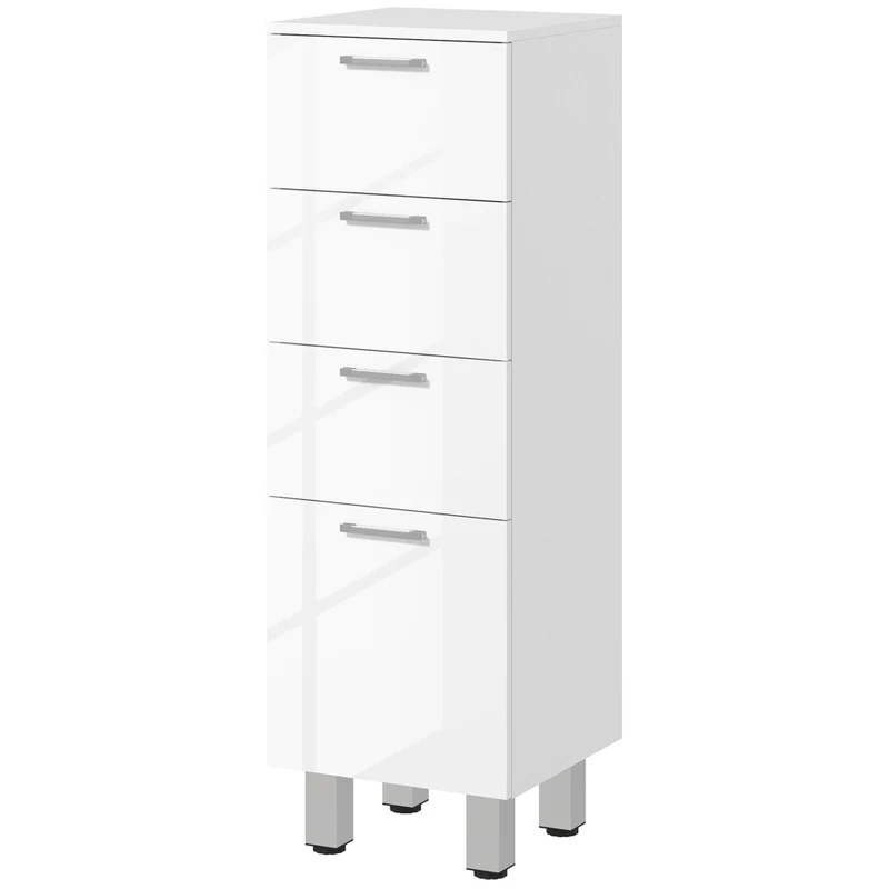 Mobiletto Bagno 4 Cassetti 30x30x93 cm in Truciolato Bianco