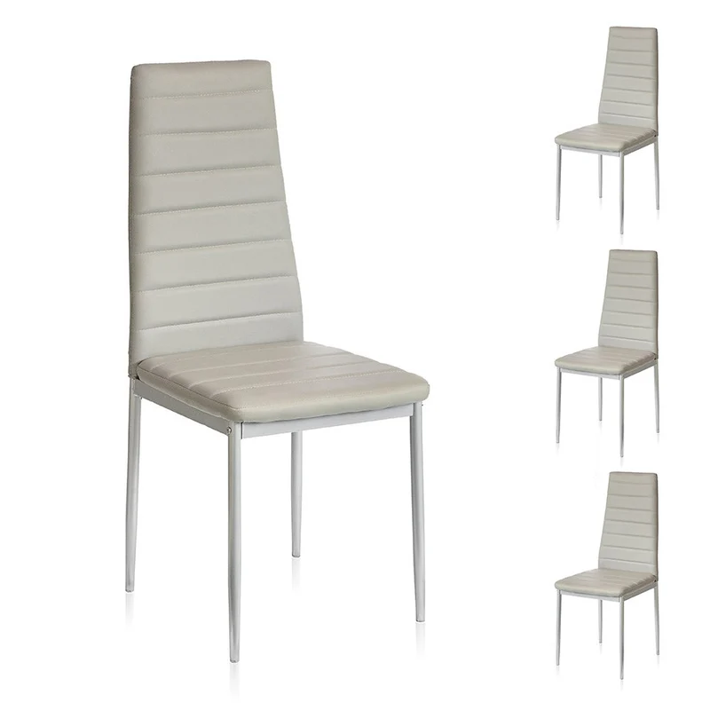 Set 4 Sedie 41x41x96 cm in Similpelle da Interno Grigie