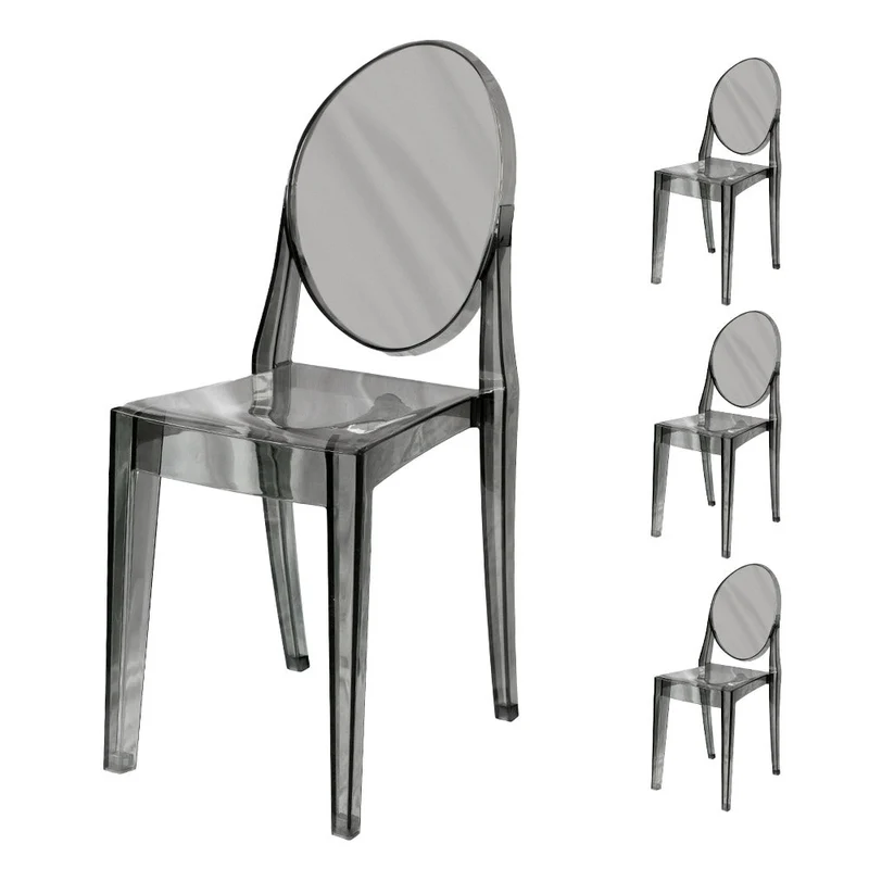 Set 4 Sedie 38x46x90,5 cm in Policarbonato da Interno Elizabet Grigio Fume