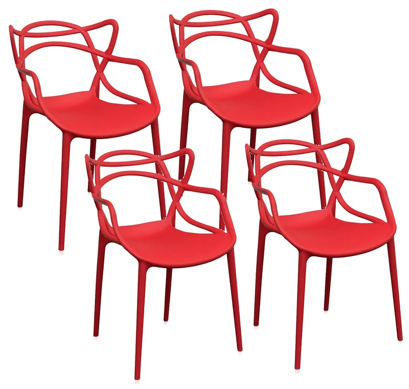 Set 4 Sedie 55x54x82 cm in Polipropilene Sveva Rosse