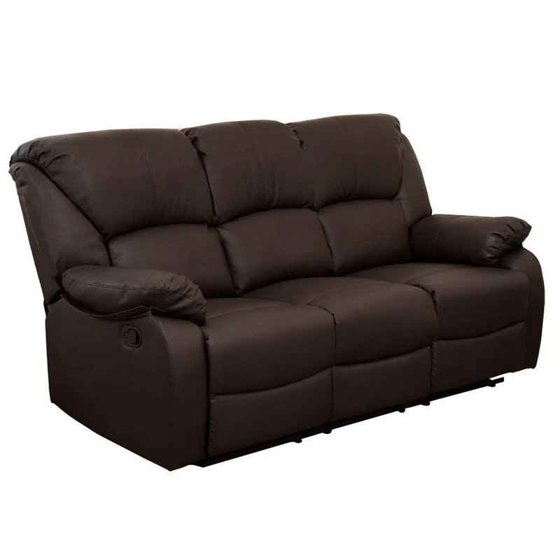 Divano 3 Posti Reclinabile Manuale 194x97x101 cm in Similpelle Rudy Marrone