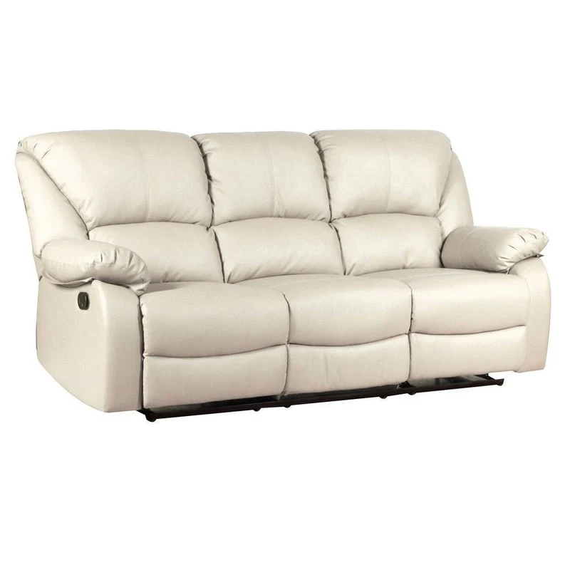 Divano 3 Posti Reclinabile Manuale 194x97x101 cm in Similpelle Rudy Beige