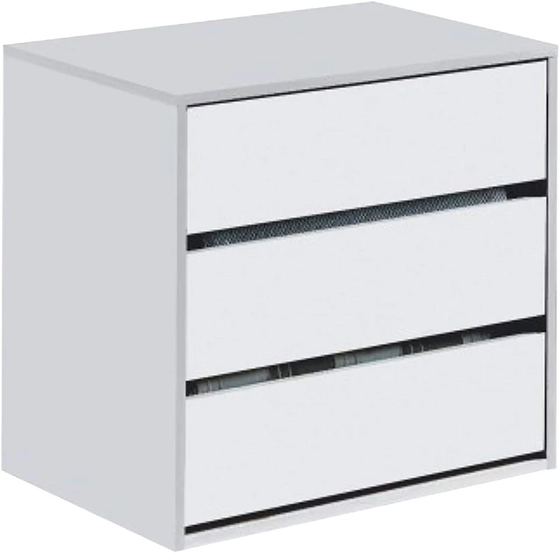 Cassettiera 3 Cassetti 60x44x57 cm per Armabio Guardaroba Bianca