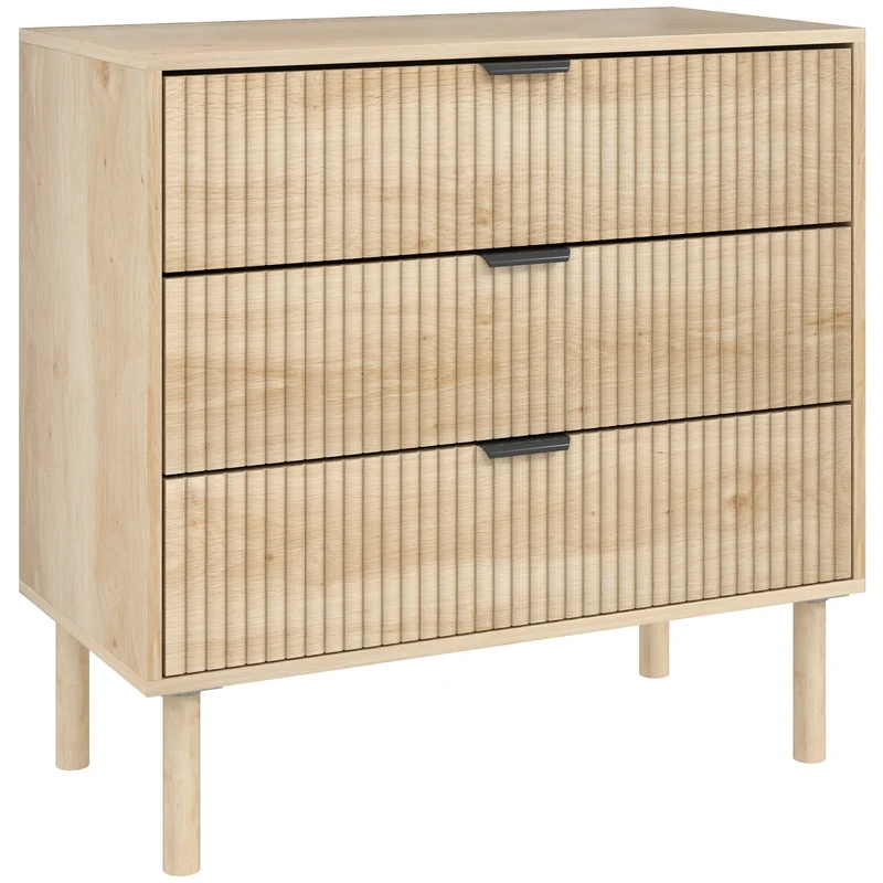 Cassettiera 3 Cassetti 80x40x77,5 cm in Stile Nordico in Legno Rovere