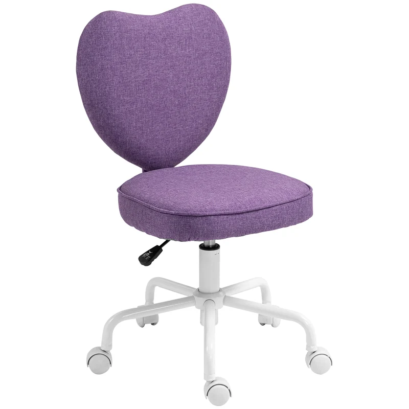 EasyComfort Sedia per Scrivania a Cuore con 5 Rotelle e Altezza Regolabile in Tessuto, 40x50x79-89cm, Viola