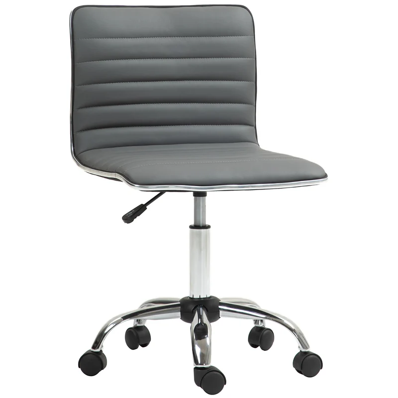 EasyComfort Sedia da Ufficio Ergonomica in Pelle PU con Altezza Regolabile, Seduta Girevole e Ruote, Grigio Scuro